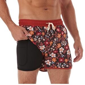 BRISIRA Mens Short Swim Trunks with Compression Liner new